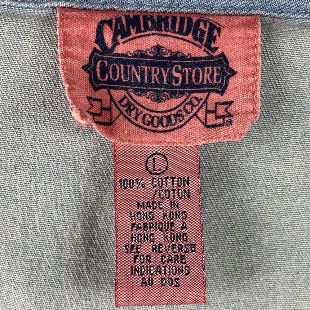 Vintage Chambray Poet Artist Blouse Size L Blue Southwest Western Country Drama - Picture 4 of 7